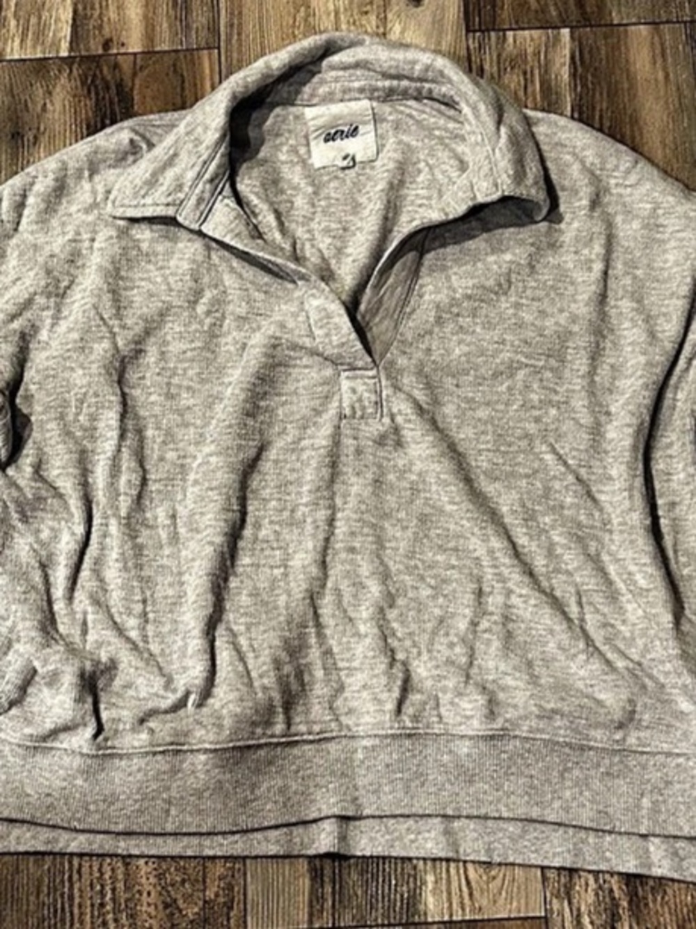 Aerie CozyUp Waffle Quarter Zip Sweater Gray Small